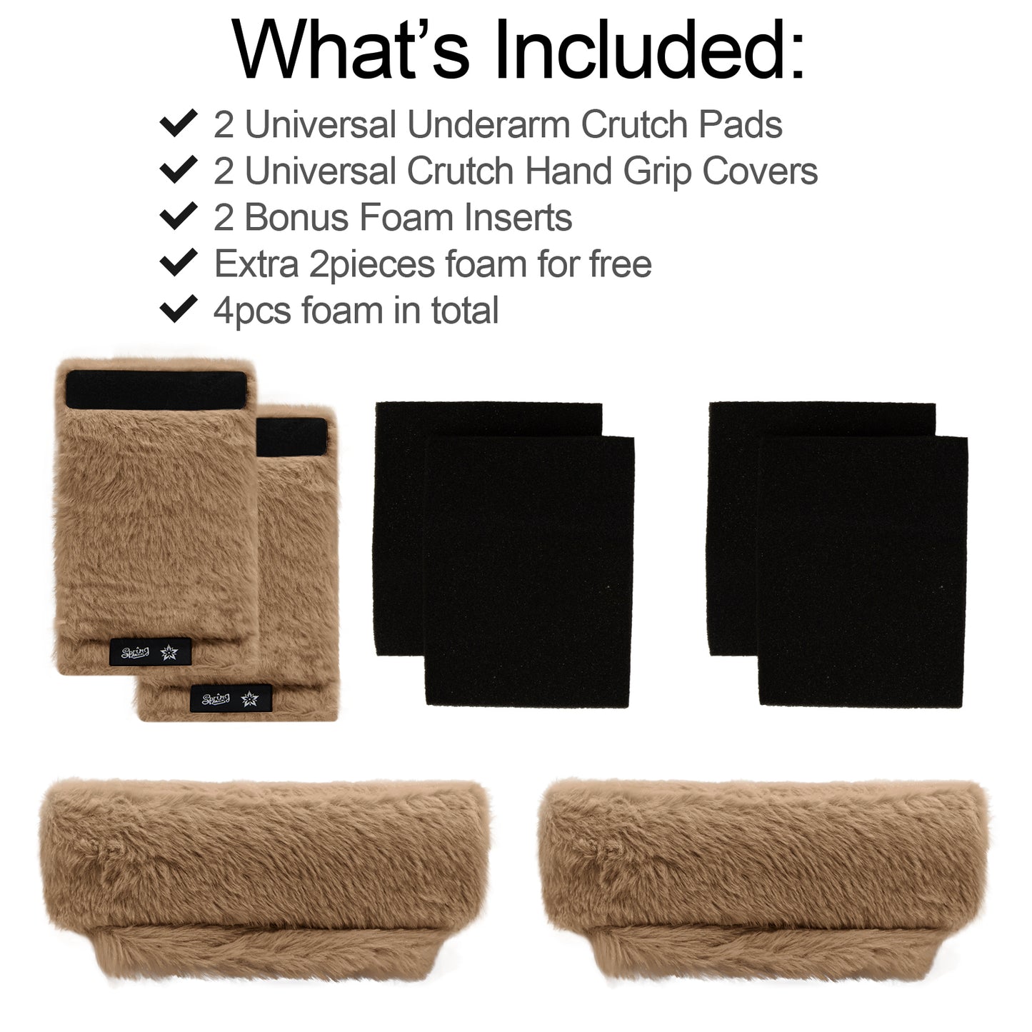 SPRING SEAON Kakhi Ultra-Soft Fluffy Crutch Pads Covers | Cloud-Like Comfort Style Crutch Accessories