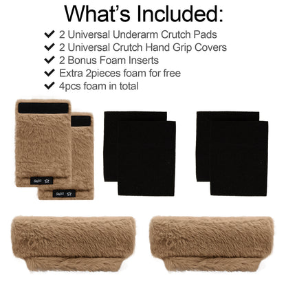 SPRING SEAON Kakhi Ultra-Soft Fluffy Crutch Pads Covers | Cloud-Like Comfort Style Crutch Accessories