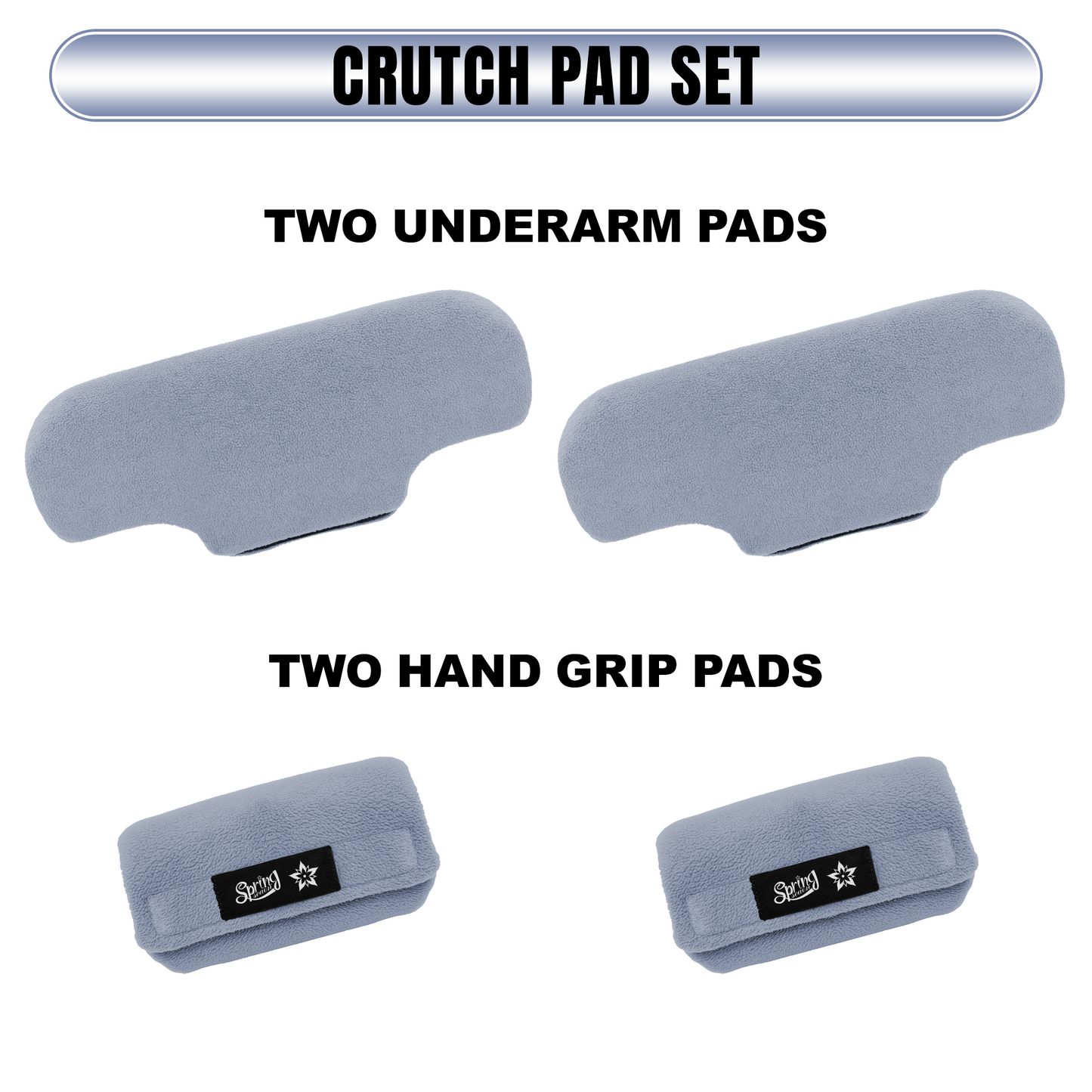 SPRING SEAON Universal Fleece Crutch Pads - Soft Underarm & Hand Grip Covers Set-Light Blue