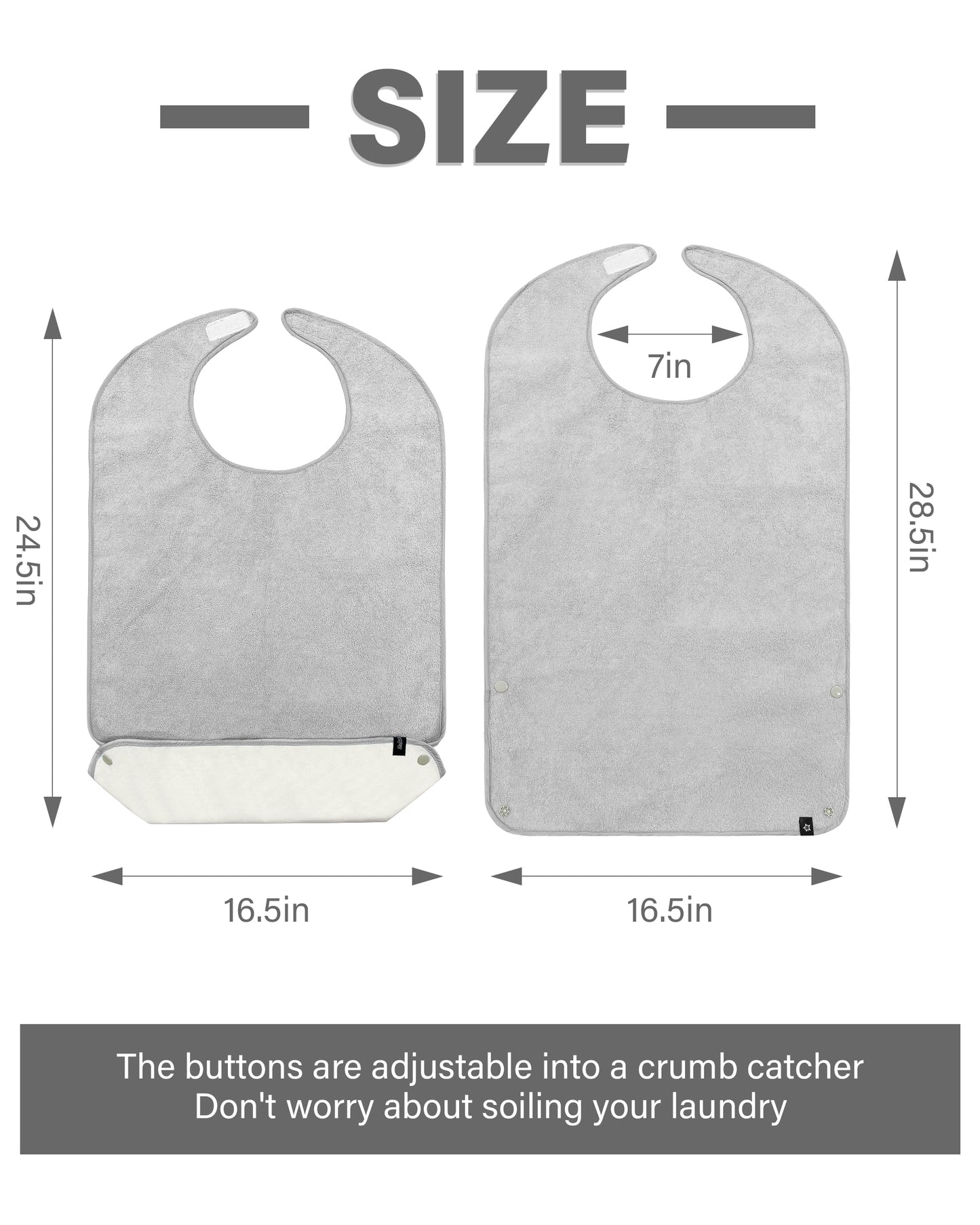 SPRING SEAON Adult Bibs Washable Towel Bibs for Eating - Unisex Dining Clothing Protectors 2 Pack