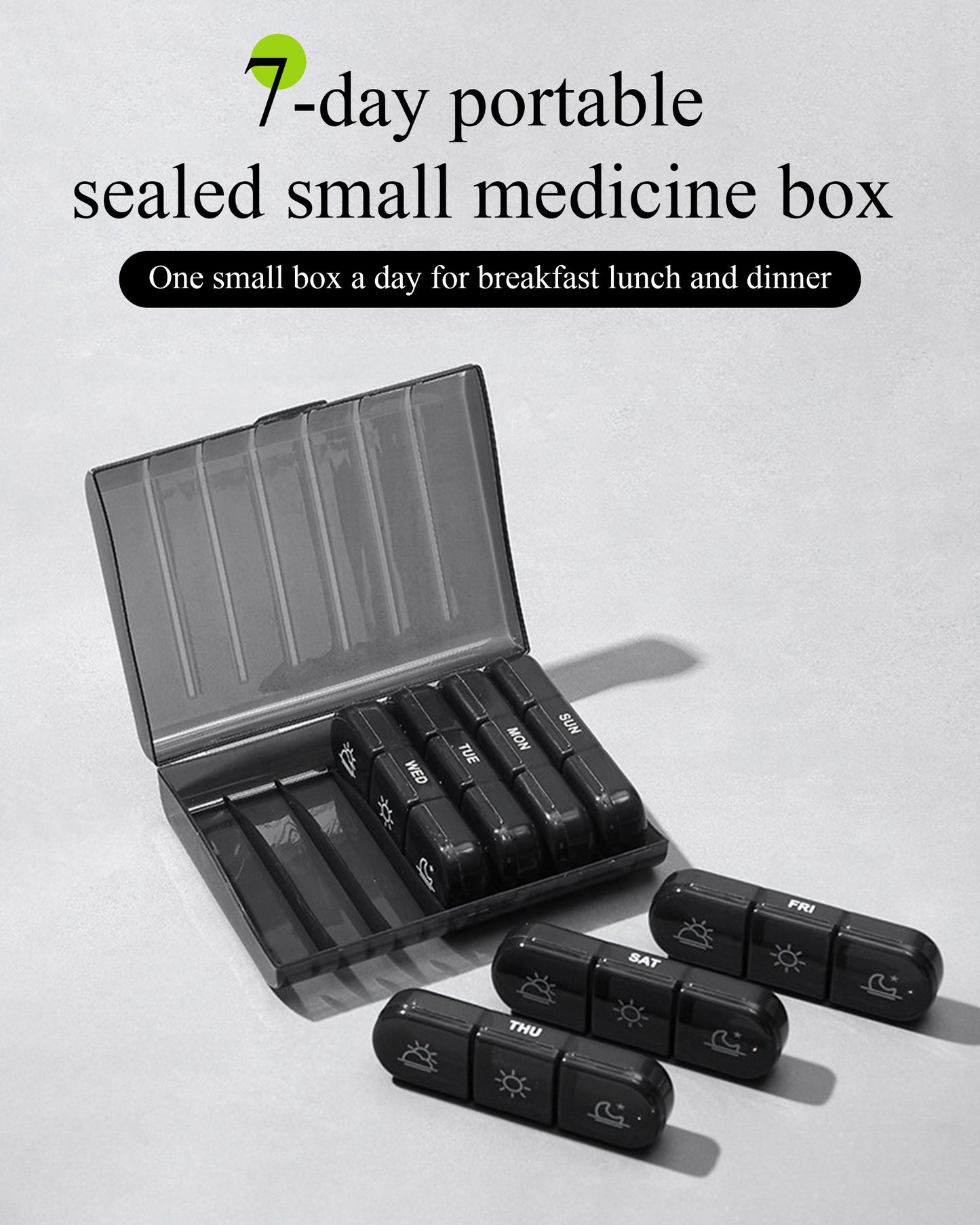 SPRING SEAON Weekly Pill Organizer Travel Pill Case Vitamins Box for Pills 3 Times a Day Extra Large Capacity Durable Hinge Easy Open Lids Medicine Container (Black & Colorful Options)