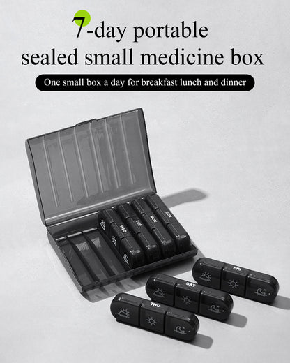 SPRING SEAON Weekly Pill Organizer Travel Pill Case Vitamins Box for Pills 3 Times a Day Extra Large Capacity Durable Hinge Easy Open Lids Medicine Container (Black & Colorful Options)