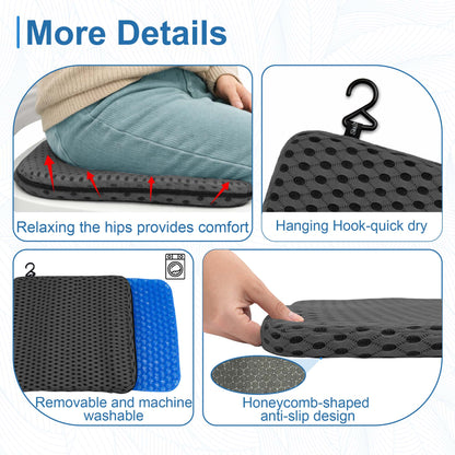 SPRING SEAON Non-Slip Gel Shower Chair Cushion – Quick-Dry Mesh Bath Seat Pad for Seniors(gray)