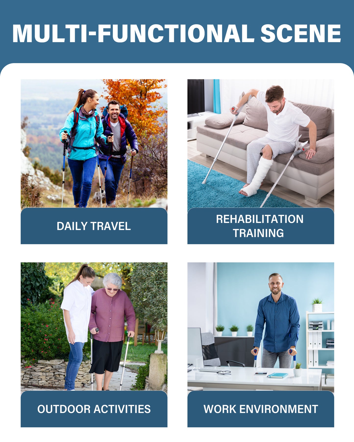 SPRING SEAON Forearm Crutch Pads Velvet – Soft Foam Covers for Elbow Crutches, Non-Slip & Comfortable, Universal Fit, Washable, 2 Pack（副本）