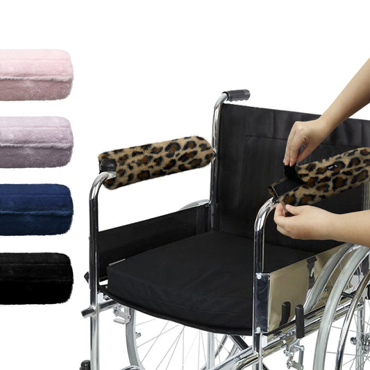 SPRING SEAON Fluffy Wheelchair Armrest Pads Cover -Plush Armrest Cushions for Office＆Transport Chairs