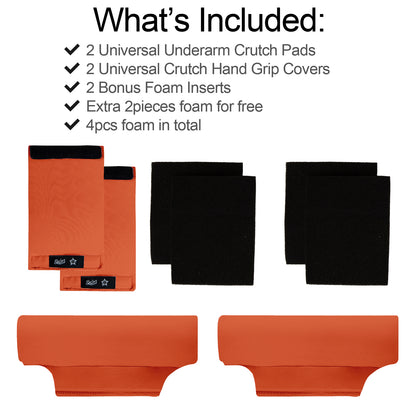 SpringSeaon Orange Underarm Crutch's Pad and Hand Grip Covers Universal Crutch Accessories