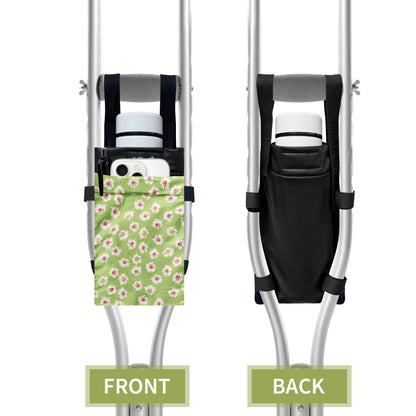 SpringSeaon Lightweight Crutch Storage Pouch,Water-Proof Crutch Bag-Crutches Accessories-Green flower