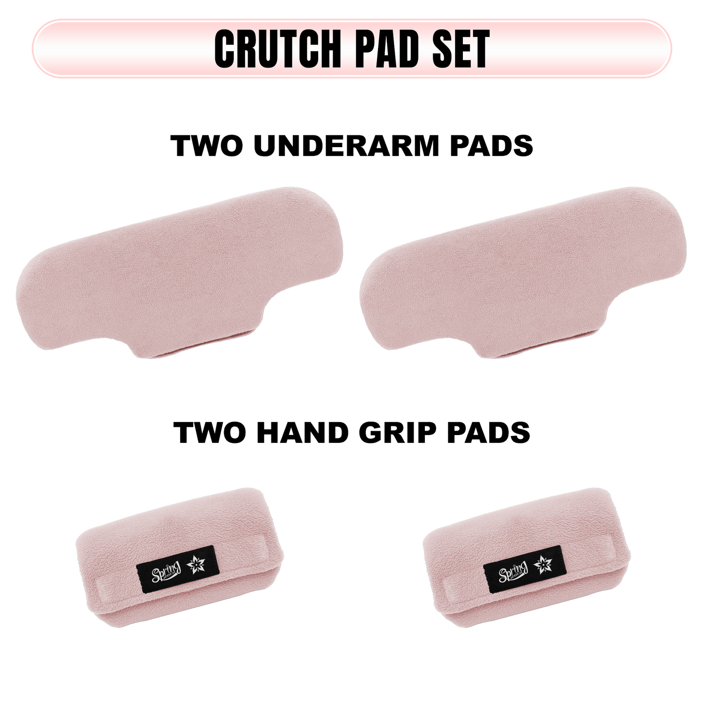 SPRING SEAON Universal Fleece Crutch Pads - Soft Underarm & Hand Grip Covers Set-Pink