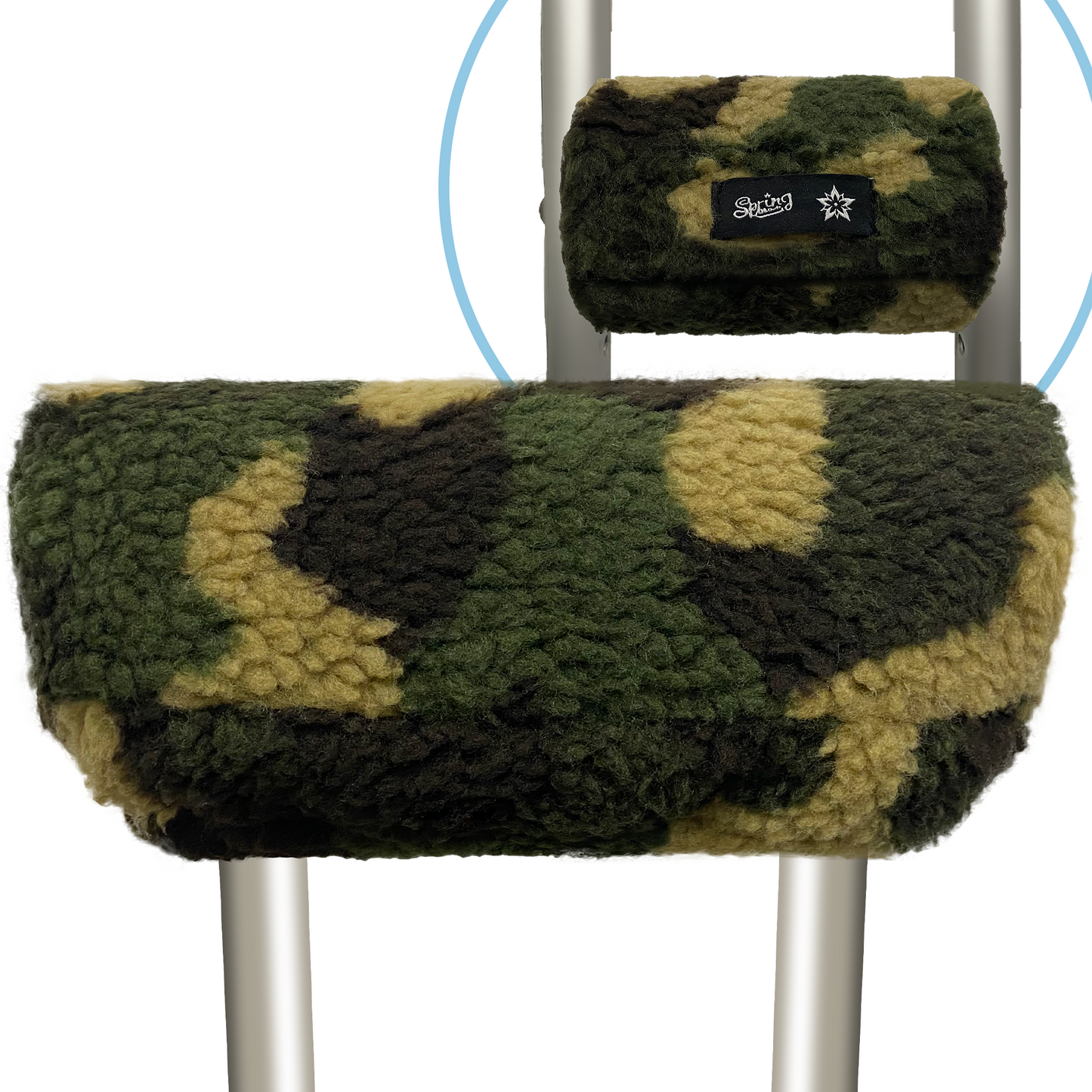 SPRING SEAON Green Camo Plush Crutch Pad Memory Foam Crutches Padding Cover