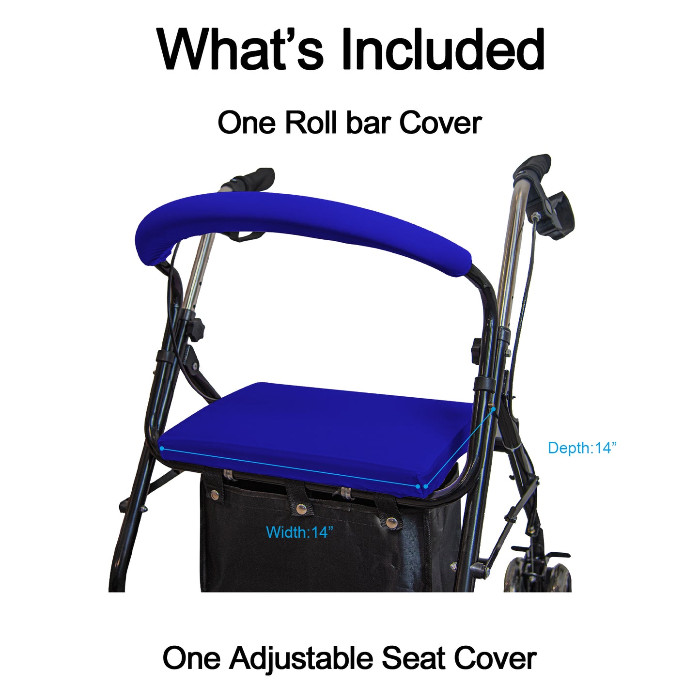 Unisex Rollator Walker Seat and Backrest Covers - Universal Soft Rollator Accessories (Royal blue)