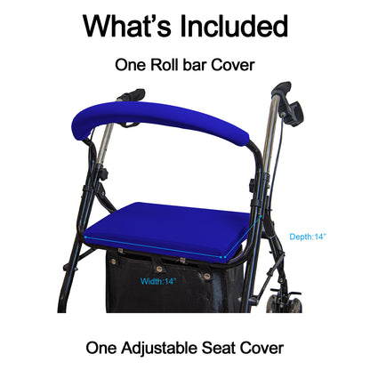 Unisex Rollator Walker Seat and Backrest Covers - Universal Soft Rollator Accessories (Royal blue)