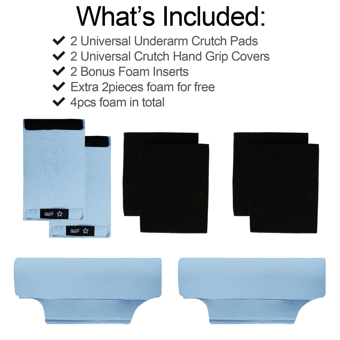 SpringSeaon Sky Blue Underarm Crutch's Pad and Hand Grip Covers Universal Crutch Accessories