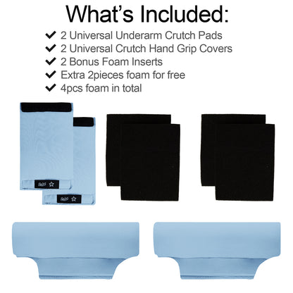 SpringSeaon Sky Blue Underarm Crutch's Pad and Hand Grip Covers Universal Crutch Accessories