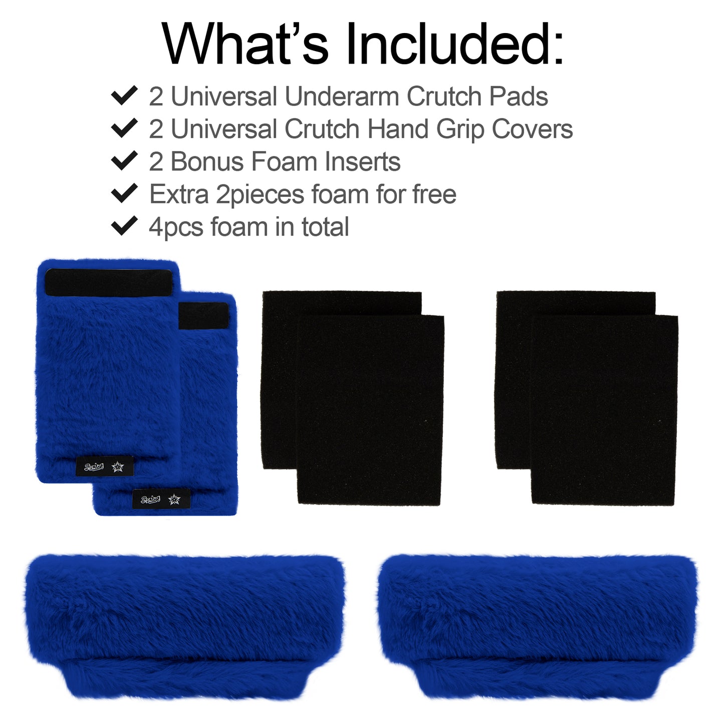 SPRING SEAON Royal Blue Ultra-Soft Fluffy Crutch Pads Covers | Cloud-Like Comfort Style Crutch Accessories