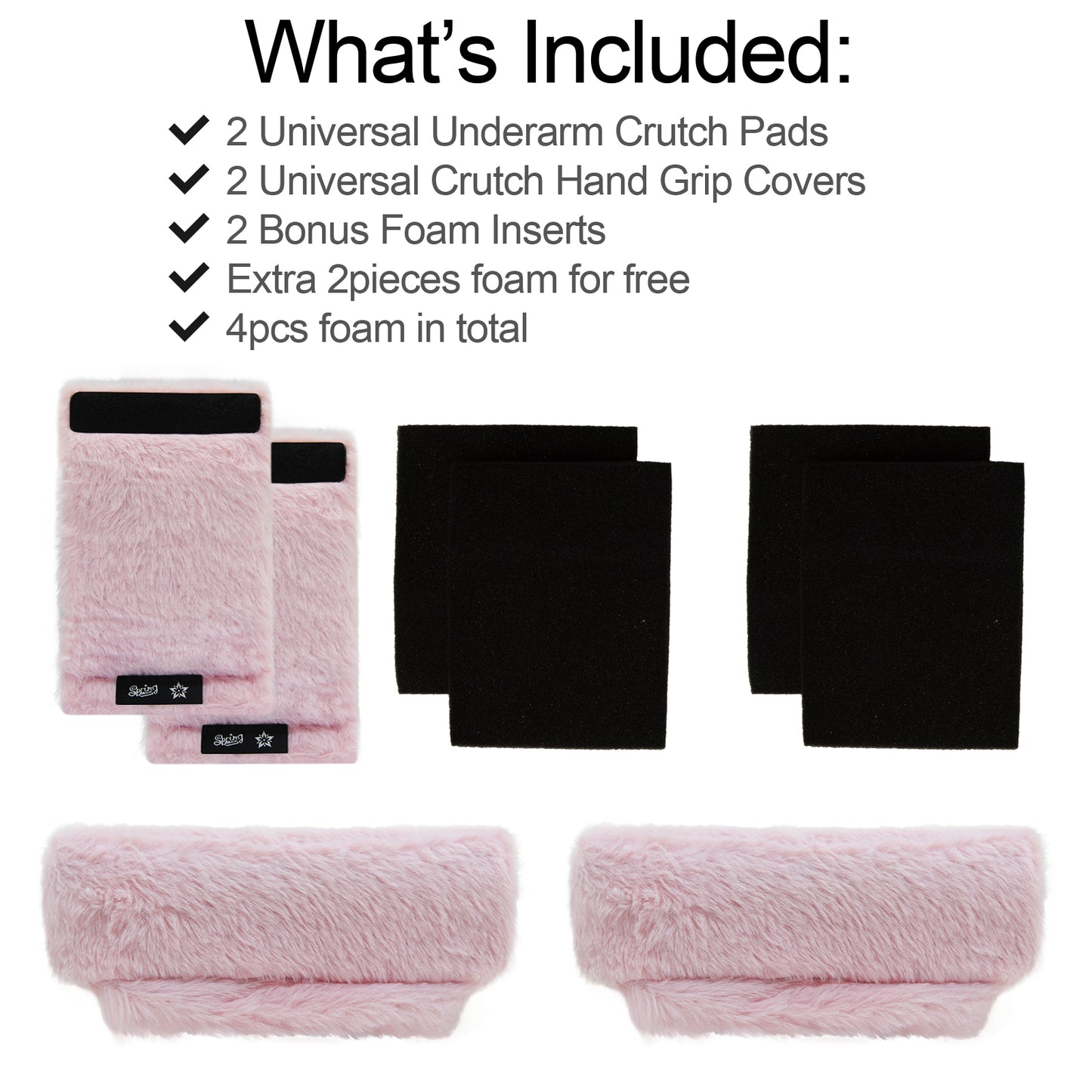 SPRING SEAON Pink Ultra-Soft Fluffy Crutch Pads Covers | Cloud-Like Comfort Style Crutch Accessories