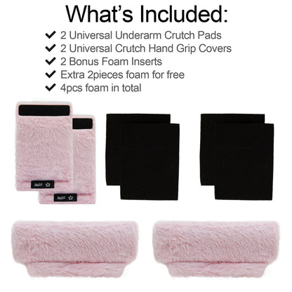 SPRING SEAON Pink Ultra-Soft Fluffy Crutch Pads Covers | Cloud-Like Comfort Style Crutch Accessories