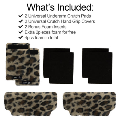 SPRING SEAON Leopard Ultra-Soft Fluffy Crutch Pads Covers | Cloud-Like Comfort Style Crutch Accessories