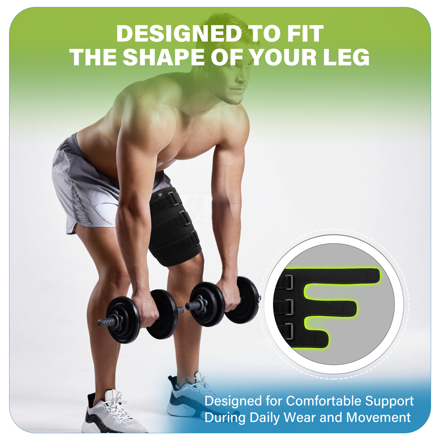 SPRING SEAON Anti-Slip Thigh Support with Adjustable Compression for Hamstring, Quad, Groin and Sports Use