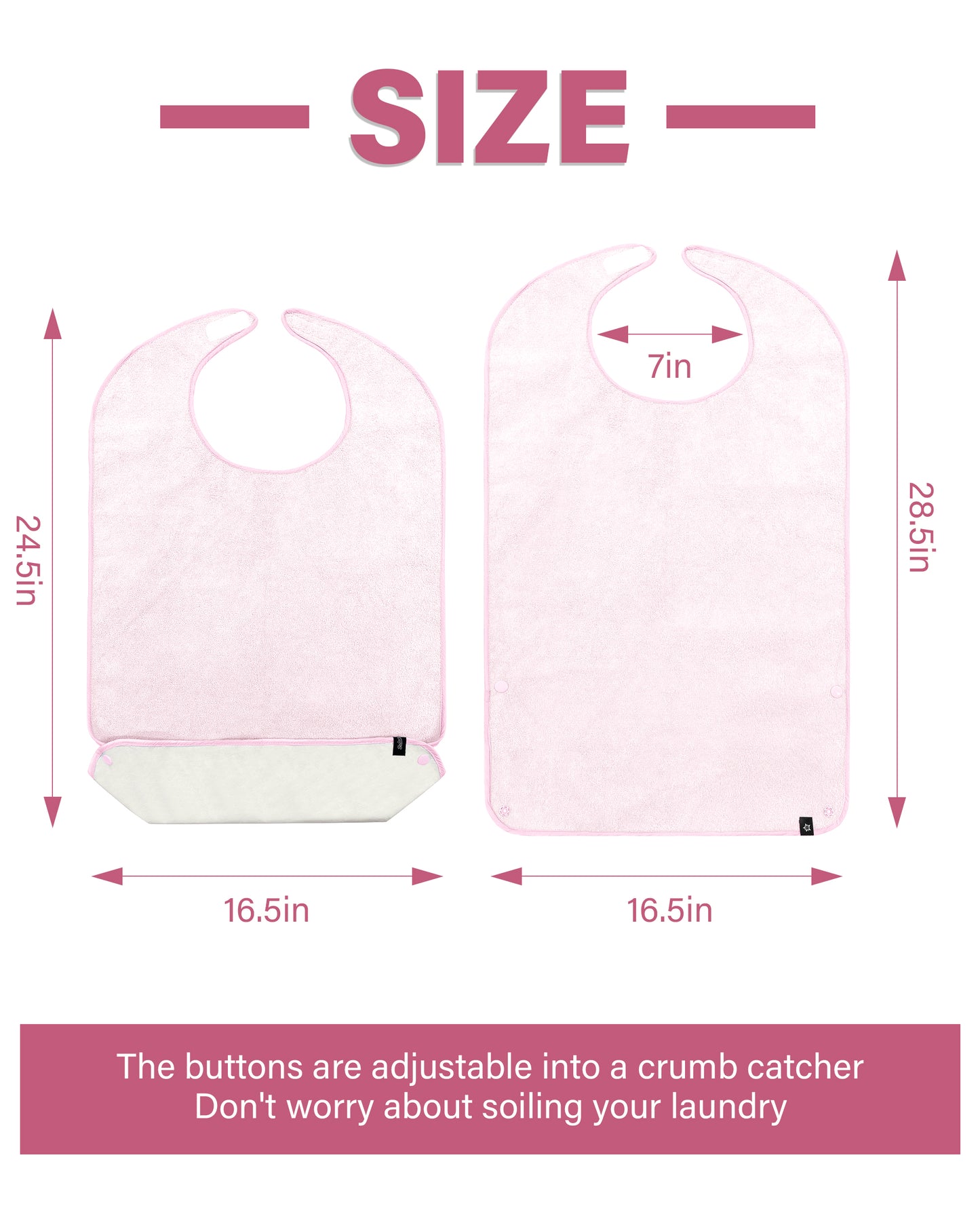 SPRING SEAON Adult Bibs Washable Towel Bibs for Eating - Unisex Dining Clothing Protectors 2 Pack