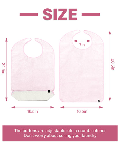 SPRING SEAON Adult Bibs Washable Towel Bibs for Eating - Unisex Dining Clothing Protectors 2 Pack