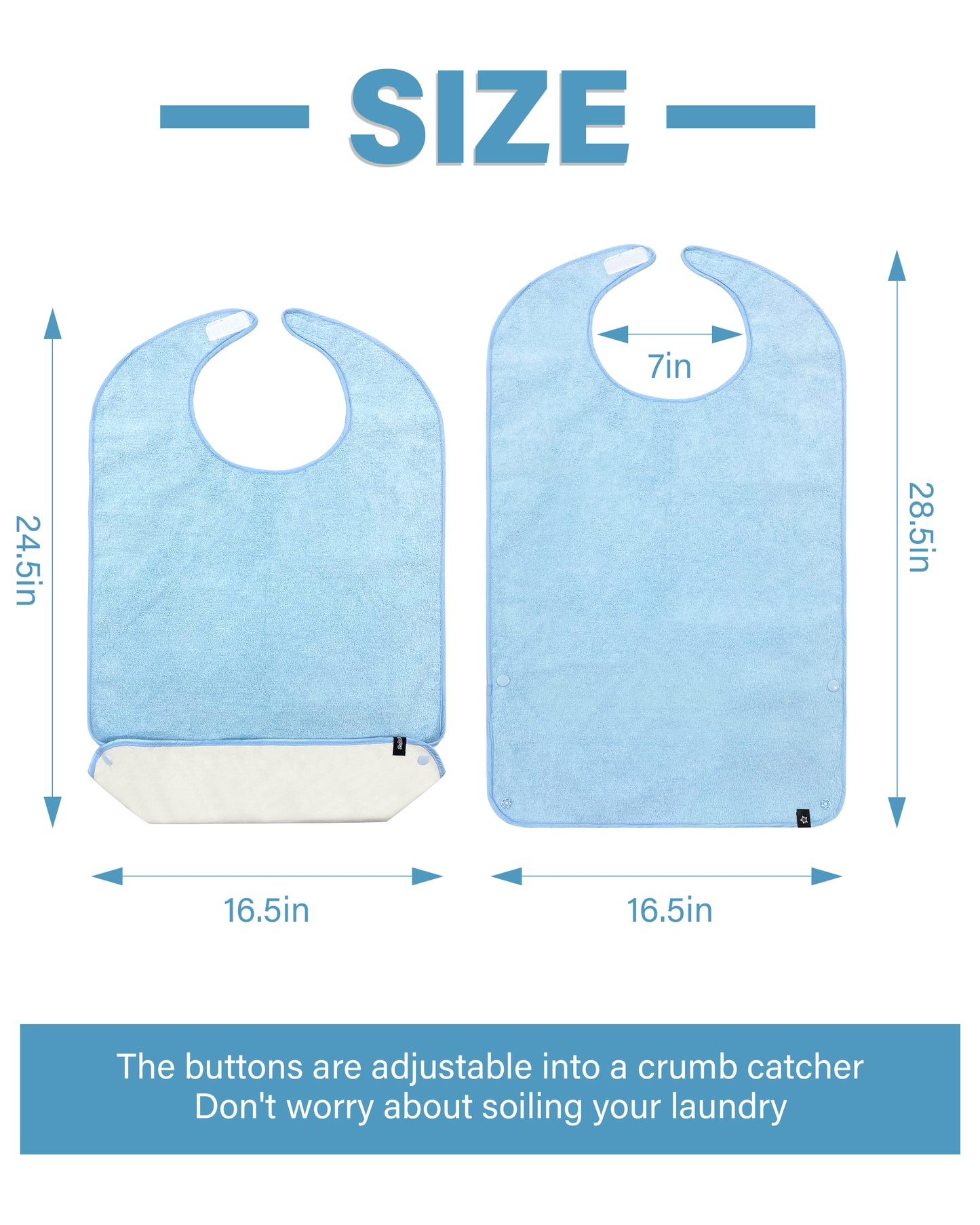 SPRING SEAON Adult Bibs Washable Towel Bibs for Eating - Unisex Dining Clothing Protectors 2 Pack