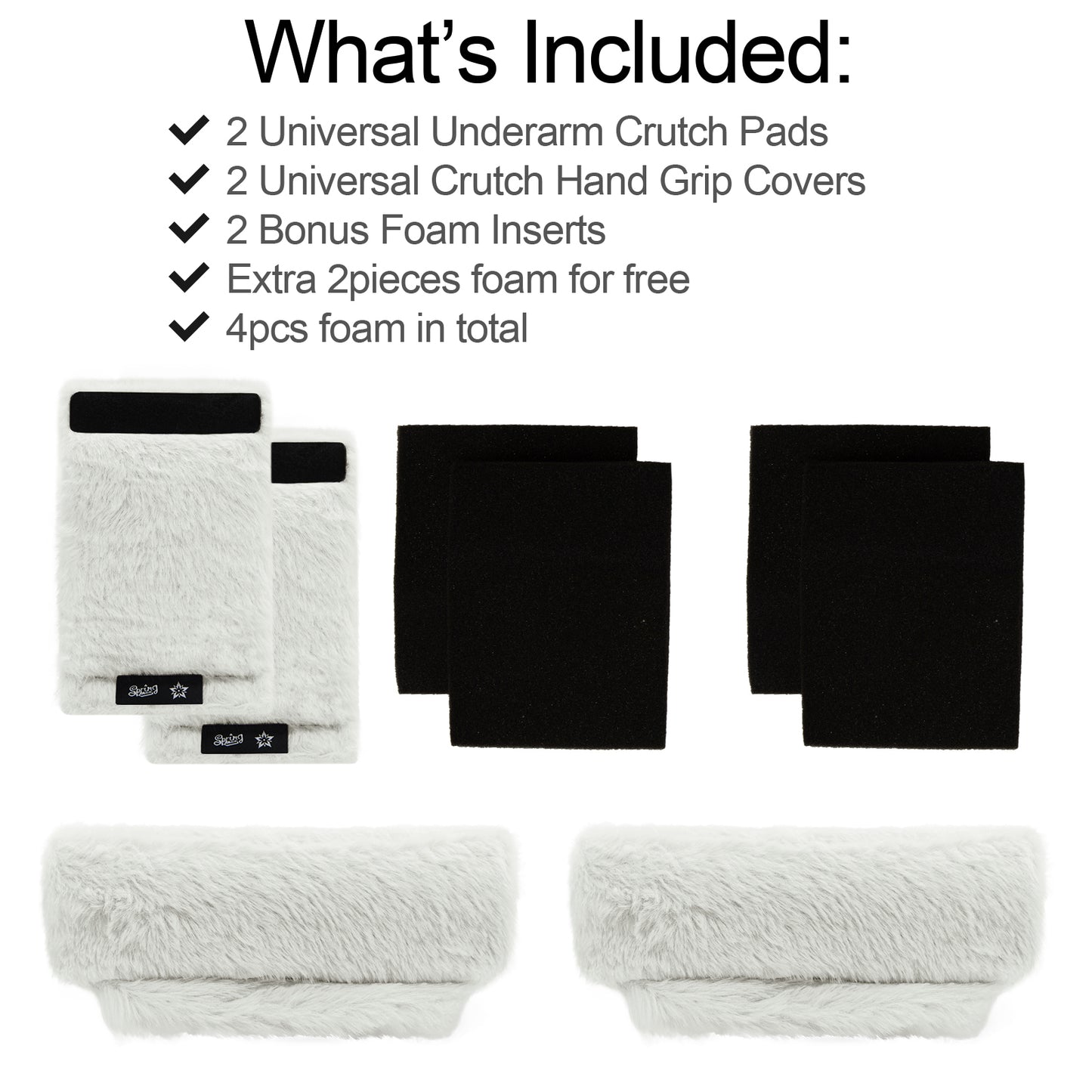 SPRING SEAON White Ultra-Soft Fluffy Crutch Pads Covers | Cloud-Like Comfort Style Crutch Accessories