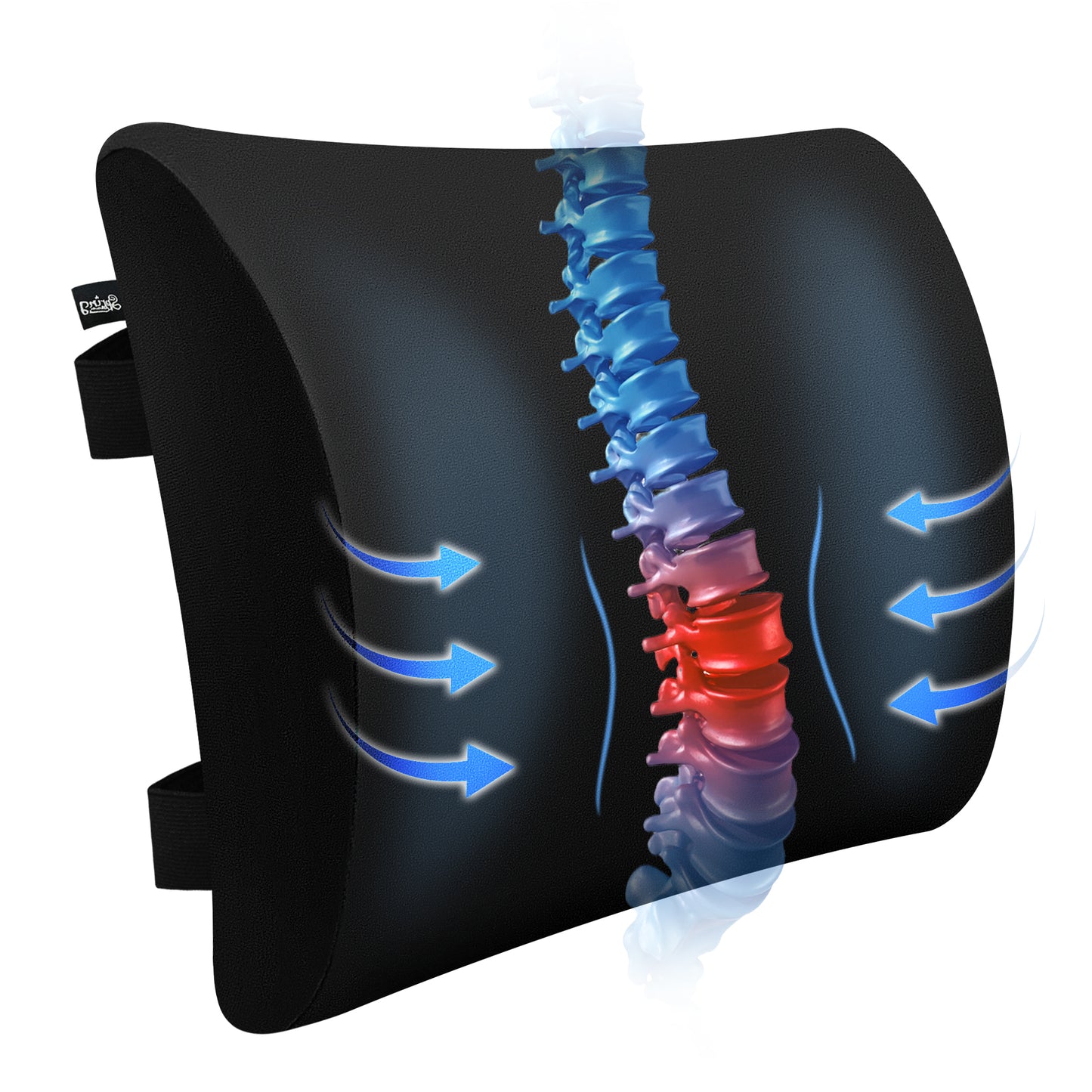 SPRING SEAON Lumbar Support Pillow - Comfortable Cooling Fabric Back Cushion with Adjustable Straps