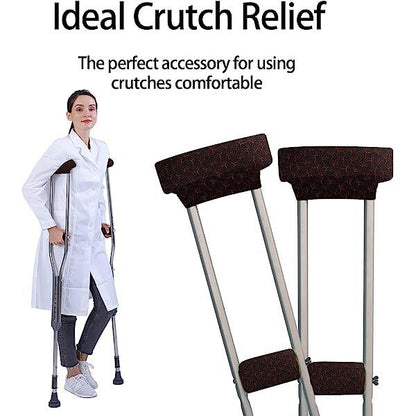 SpringSeaon Black Universal Underarm Crutch Pads & Hand Grips (Set of 4) - Breathable & Anti-Slip