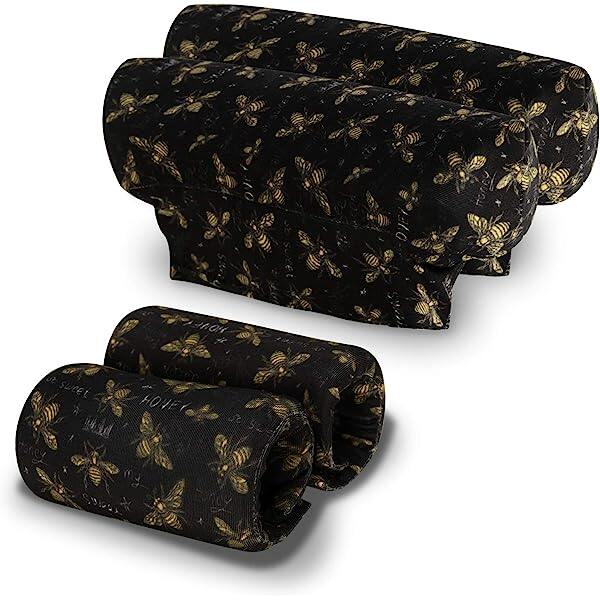 Underarm Crutch's Pad and Hand Grip Covers Universal Forearm Handle Padded Cushion Sets Accessories for Crutches (Bees)