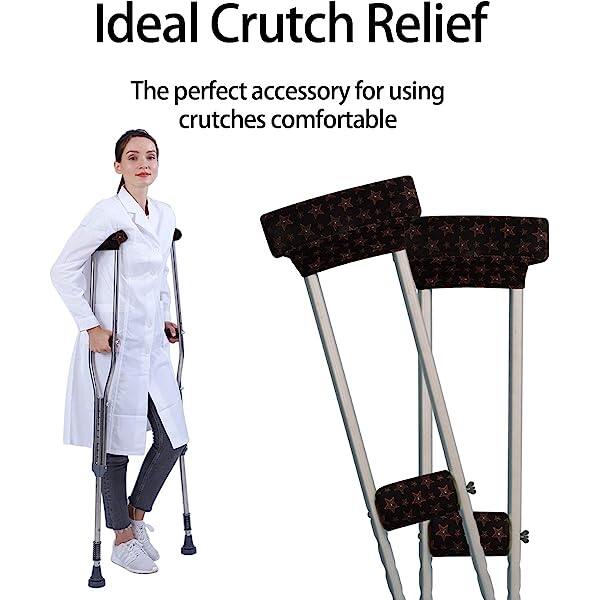 Universal Underarm Crutches Padded Crutch Pads with Hand Grips Padding Handle Covers