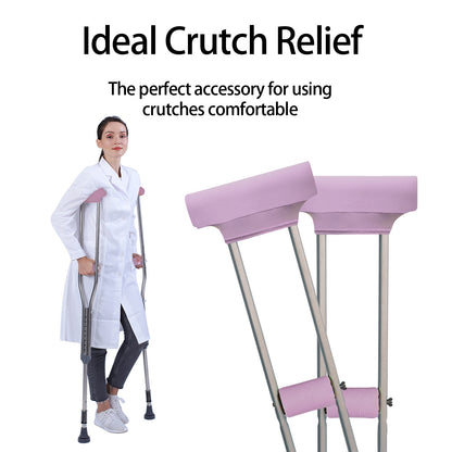 Universal Underarm Crutches Padded Crutch Pads with Hand Grips Padding Handle Covers Dark purple
