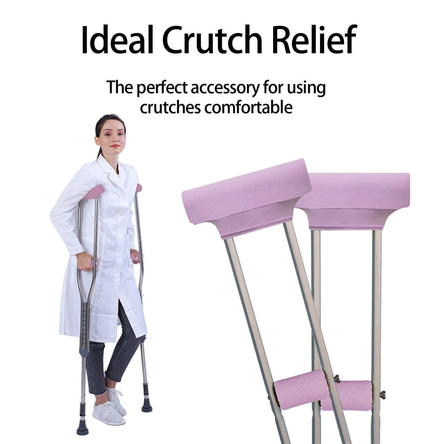Universal Underarm Crutches Padded Crutch Pads with Hand Grips Padding Handle Covers