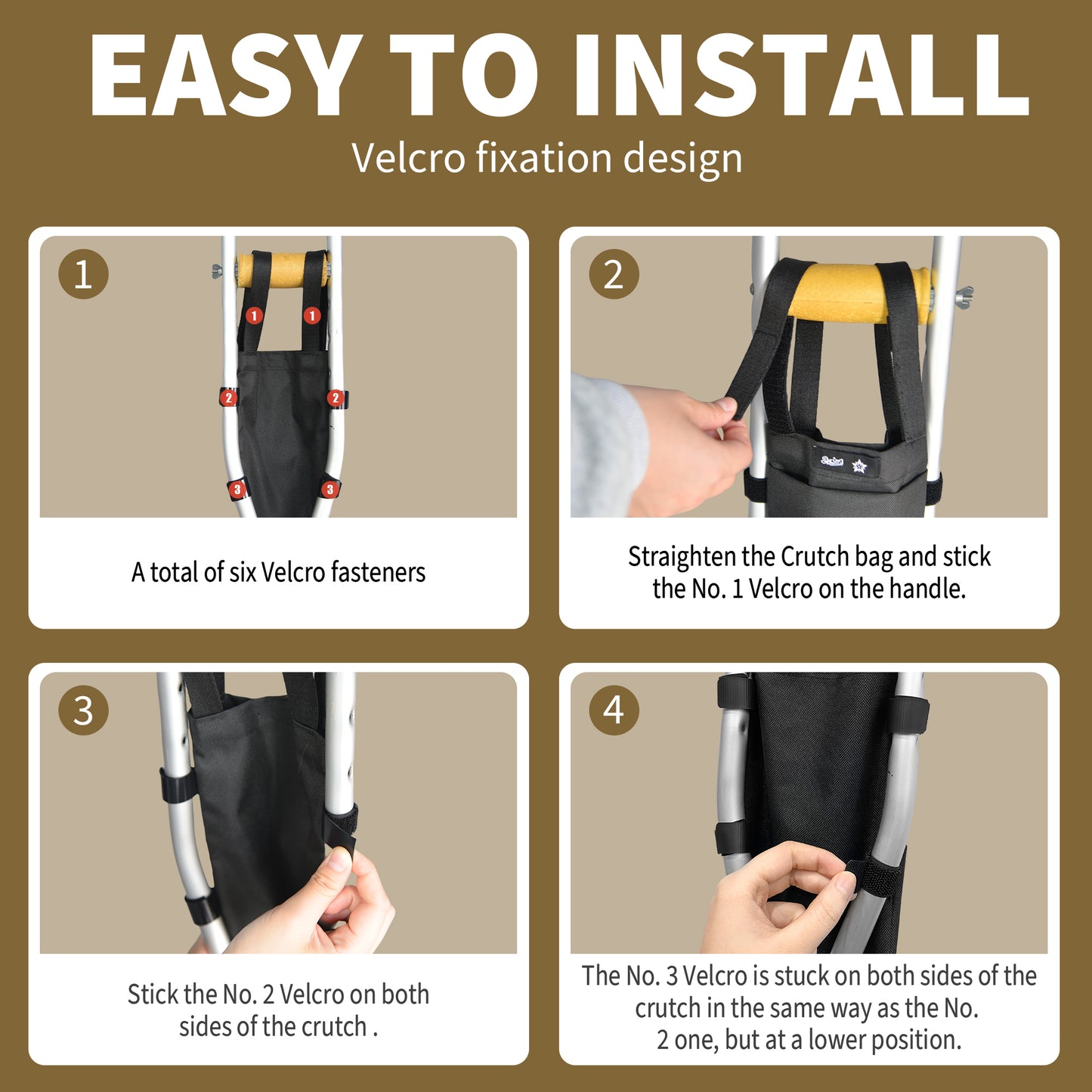 SpringSeaon Water-Proof Crutch Storage Bag- Lightweight Universal Crutches Pouch Accessories