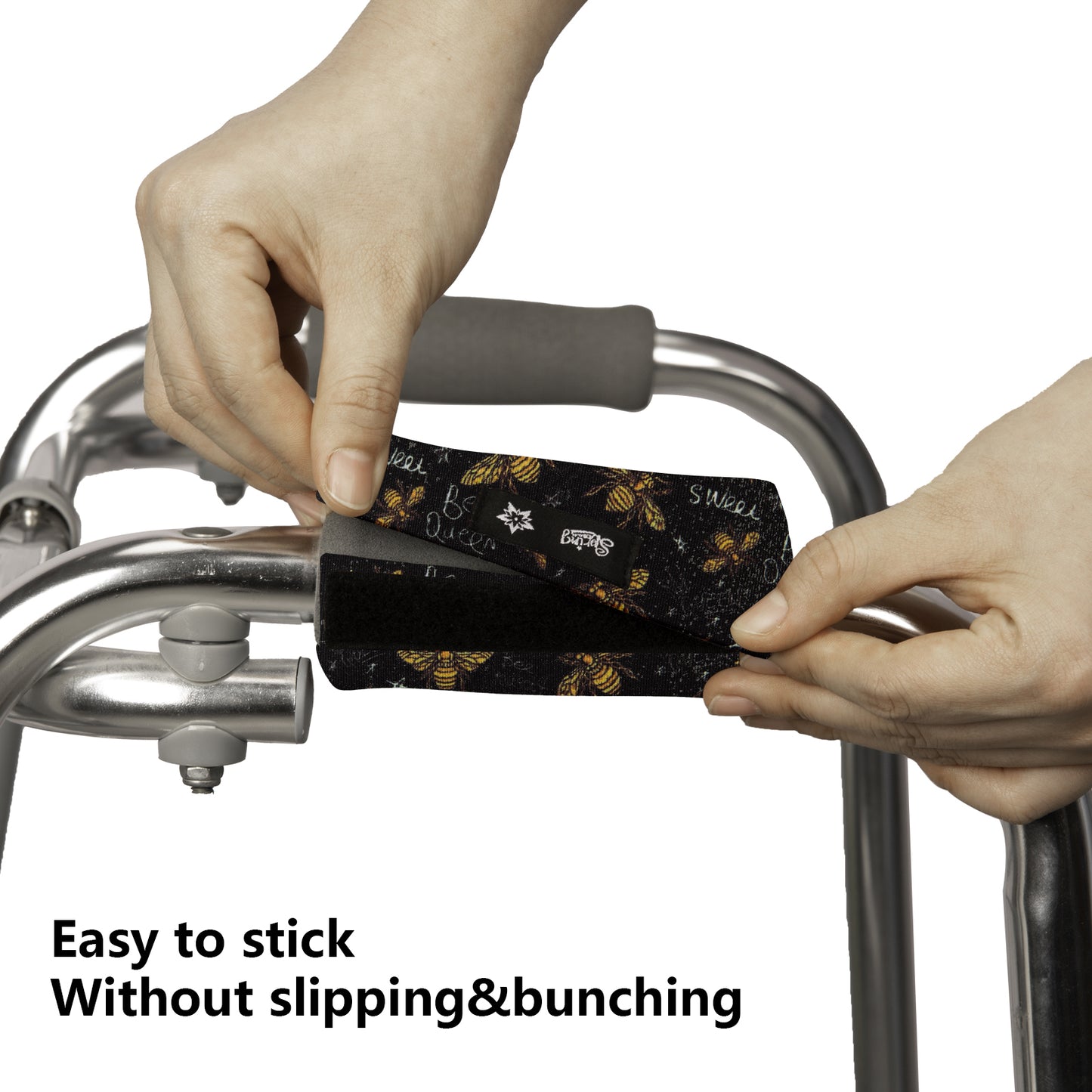 SpringSeaon Walker Hand Grip Padded Covers - Non-Slip Moisture-Wicking Cushion Bee