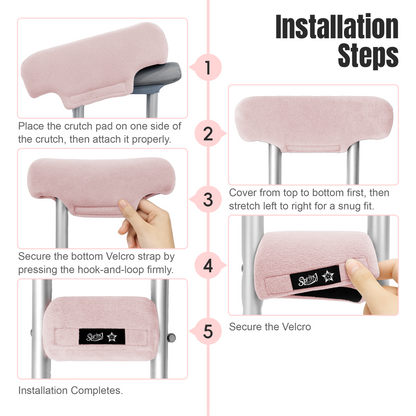 SPRING SEAON Universal Fleece Crutch Pads - Soft Underarm & Hand Grip Covers Set-Pink