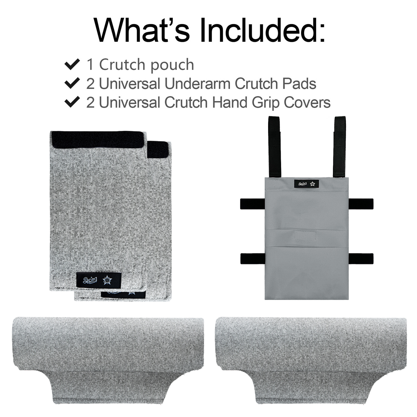 SpringSeaon Crutch Pads Set with Storage Bag - Ergonomic Memory Foam Cushions for Crutches, Water-Resistant Accessories