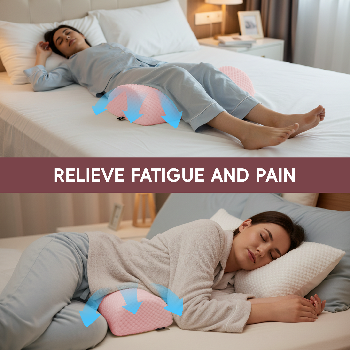 Memory Foam Knee Pillow for Back Sleeping - Half Moon Bolster Leg Support 17"x7.5"x4.3"