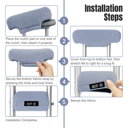 SPRING SEAON Universal Fleece Crutch Pads - Soft Underarm & Hand Grip Covers Set-Light Blue