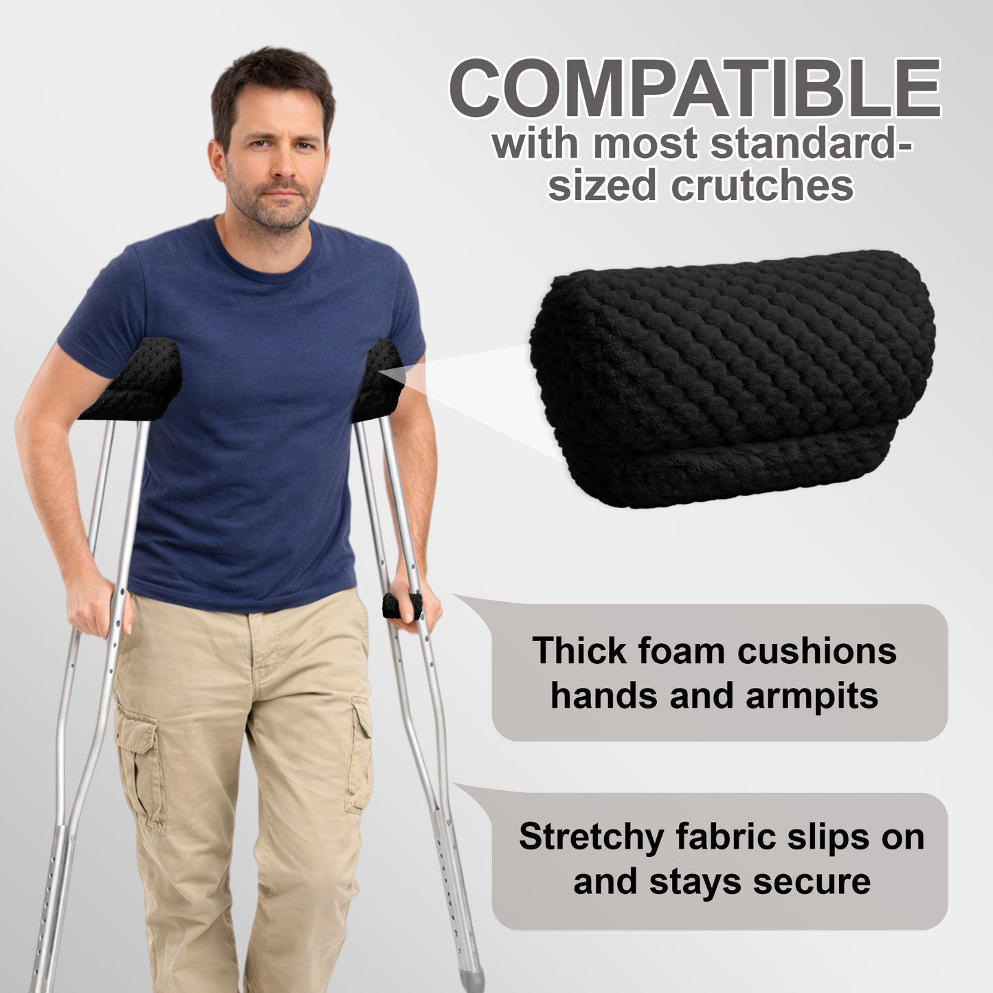 Crutch Pads and Hand Grips – Plush Soft Memory Foam Underarm Crutch Cushions