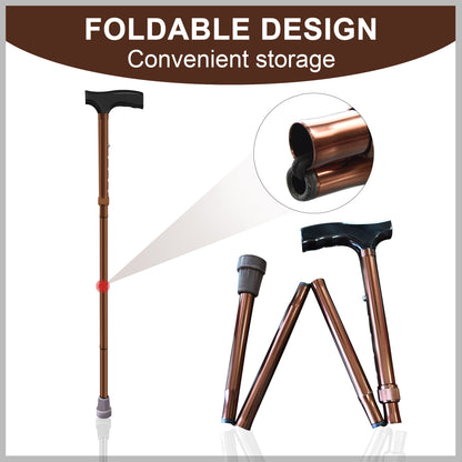 SpringSeaon Folding Walking Cane - Durable Lightweight Adjustable Stick for Travel & Daily Mobility(bronze)