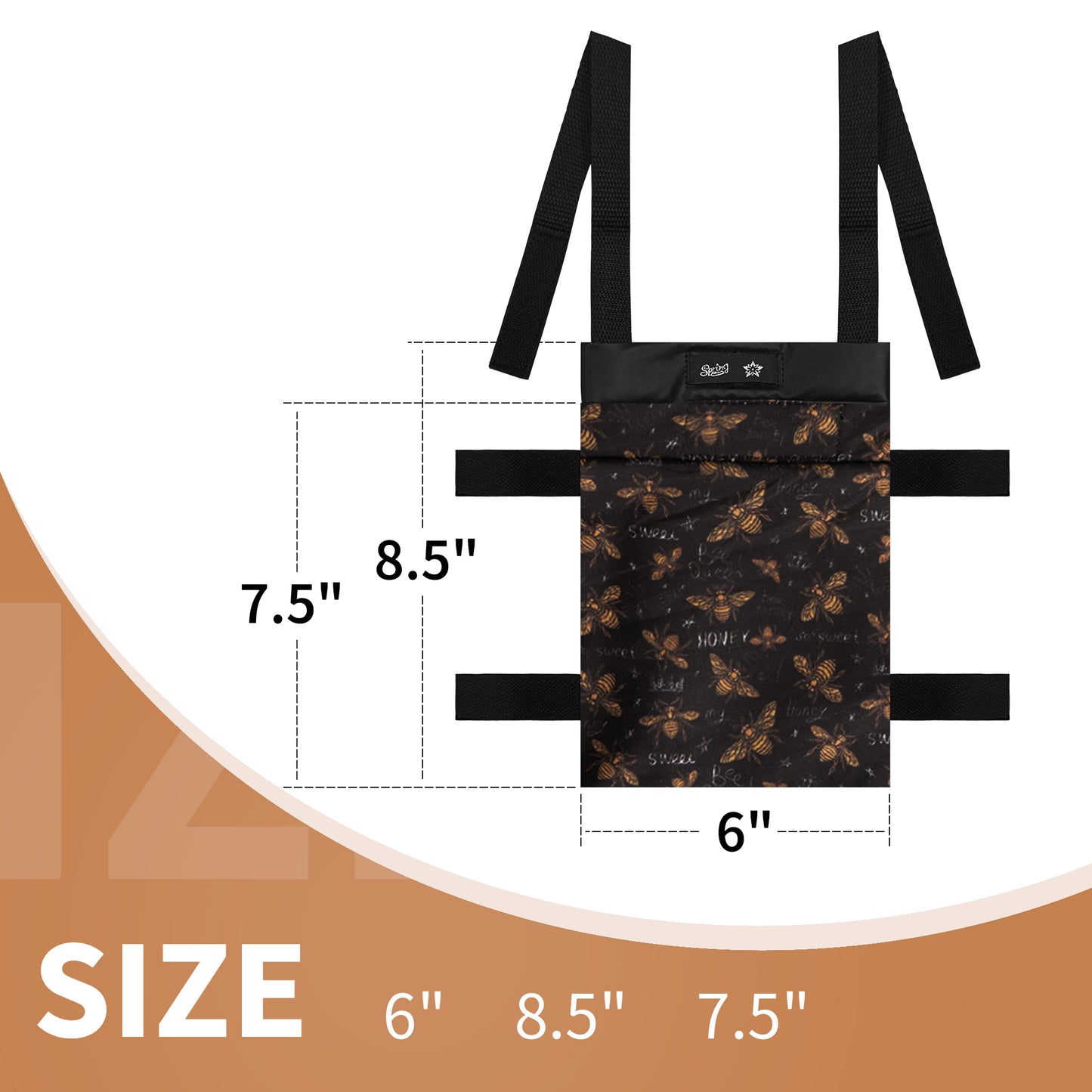 SpringSeaon Lightweight Crutch Pouch,Water-Proof Crutch Storage Bag-Crutches Accessories-Bees