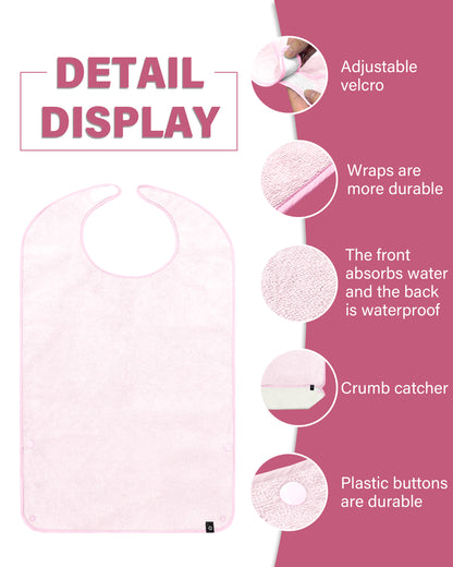 SPRING SEAON Adult Bibs Washable Towel Bibs for Eating - Unisex Dining Clothing Protectors 2 Pack