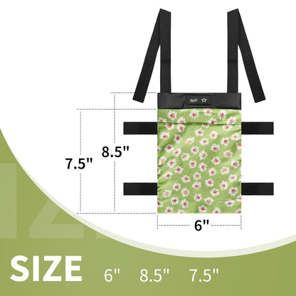 SpringSeaon Lightweight Crutch Storage Pouch,Water-Proof Crutch Bag-Crutches Accessories-Green flower