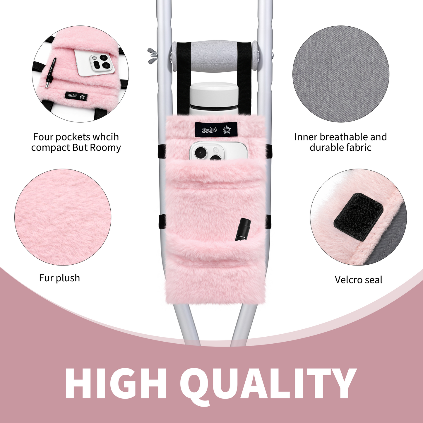 SPRING SEAON Plush Crutches Padding & Crutch Bag (5 PCS)