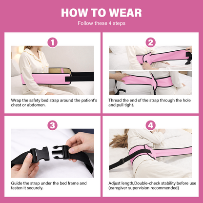 SPRING SEAON Bed Support Strap - Adjustable Positioning Belt for Bed & Wheelchair, 51.7 * 7" Padded Waist Belt Pink