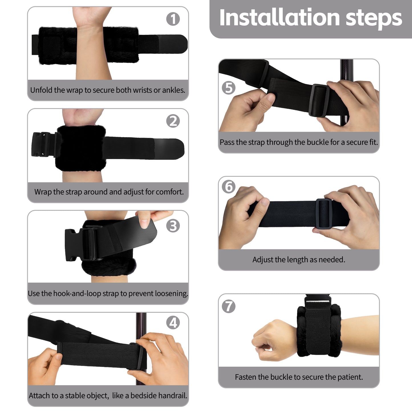 SPRING SEAON Bed Safety Straps (4 Pack) - Soft Padded Limb Holders with Quick-Release Buckles