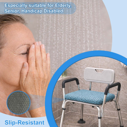 SPRING SEAON Non-Slip Gel Shower Chair Cushion – Quick-Dry Mesh Bath Seat Pad for Seniors(blue)