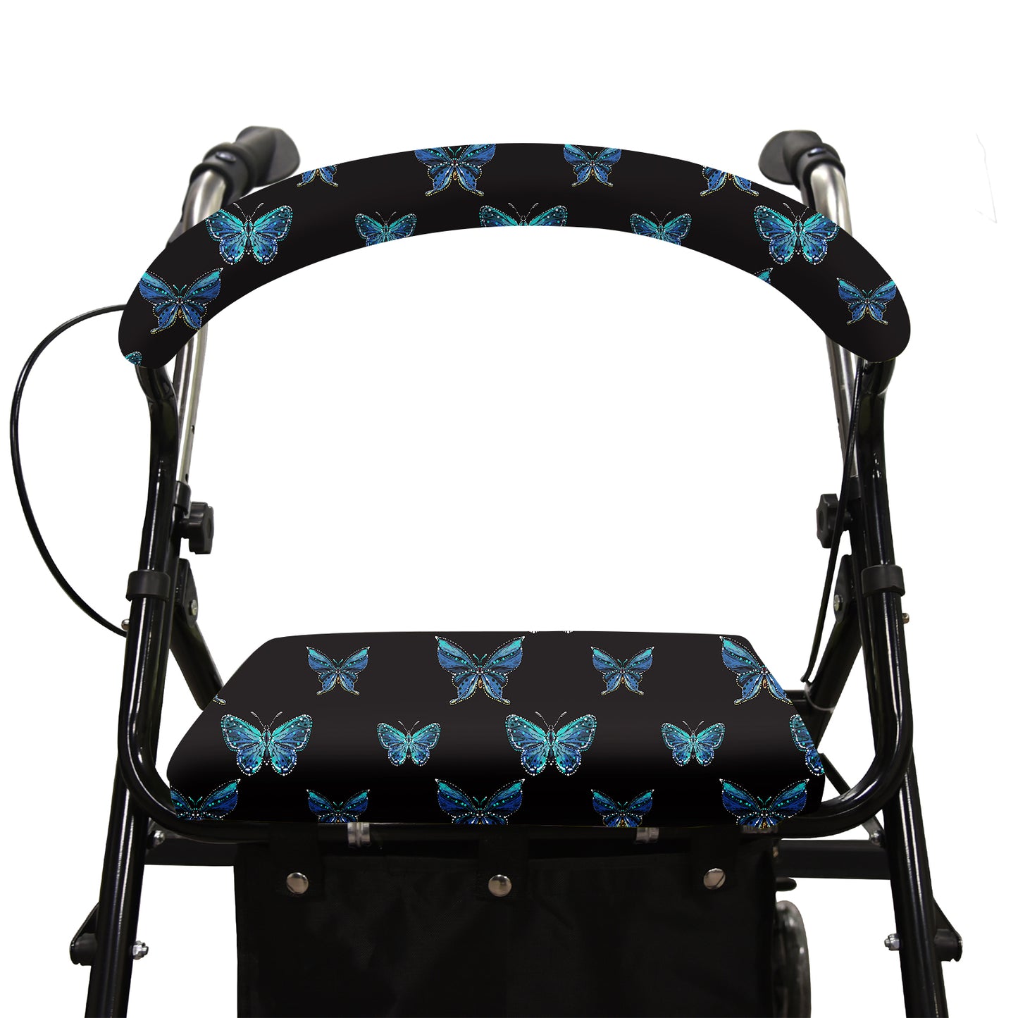 Unisex Rollator Walker Seat and Backrest Covers - Universal Soft Rollator Accessories (blue butterfly)