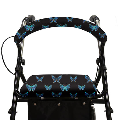 Unisex Rollator Walker Seat and Backrest Covers - Universal Soft Rollator Accessories (blue butterfly)