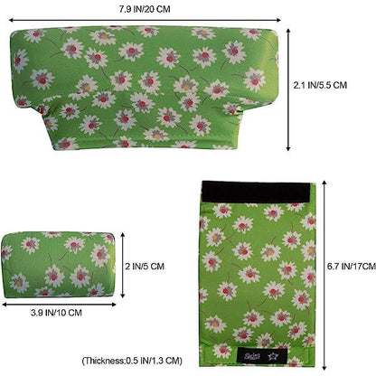 Underarm Crutch's Pad and Hand Grip Covers Universal Forearm Handle Padded Cushion Sets Accessories for Crutches (Green Flower)